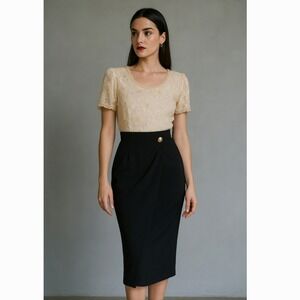 Liz Claiborne Vintage Gown Sz 6 Dress Beaded Lace Formal Old Money Elegant Glam